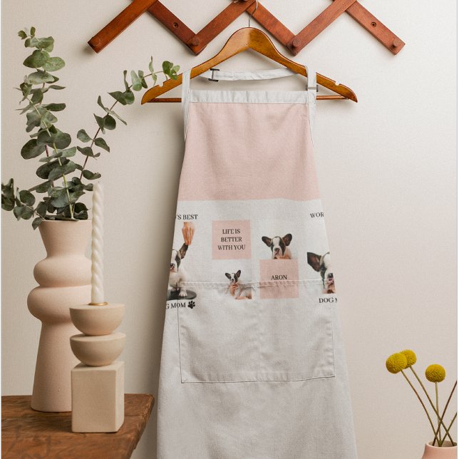 World Best Dog Mum | Collage Photo | Pastel Pink Apron (Creator Uploaded)