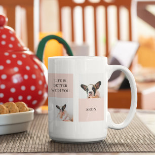 World Best Dog Mum   Collage Photo   Pastel Pink Coffee Mug