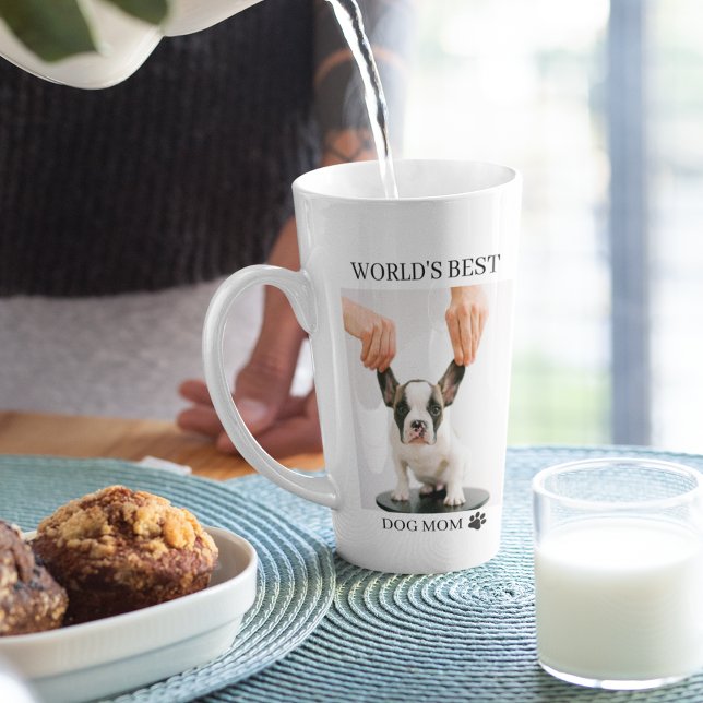 World Best Dog Mum | Collage Photo | Pastel Pink Latte Mug (Creator Uploaded)