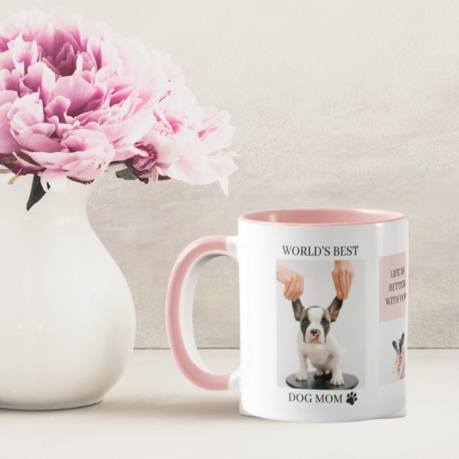 World Best Dog Mum | Collage Photo | Pastel Pink Mug (Creator Uploaded)