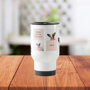 World Best Dog Mum   Collage Photo   Pastel Pink Travel Mug
