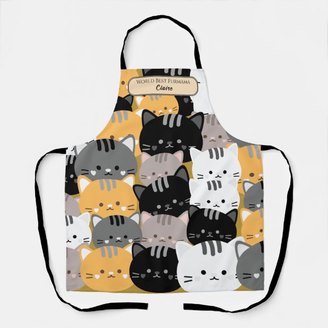 World Best Furmama Mother's Day Cats Patterns Apron (Front)