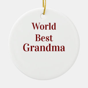 World best Grandma grandmother grandparents pink n Ceramic Tree Decoration