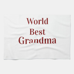 World best Grandma grandmother grandparents pink n Tea Towel