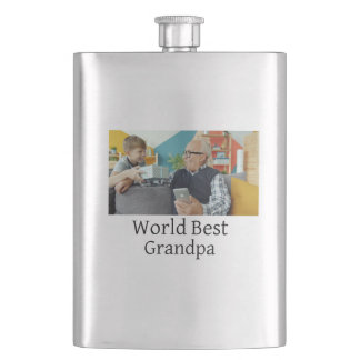 World best Grandpa add name text sports text simpl Hip Flask