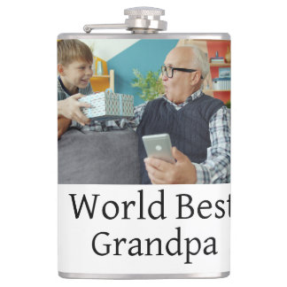 World best Grandpa add name text sports text simpl Hip Flask
