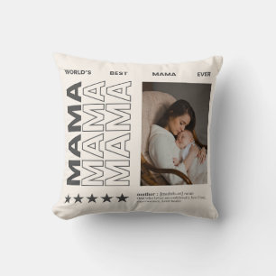 World Best Mama Typography and Custom photo  Cushion
