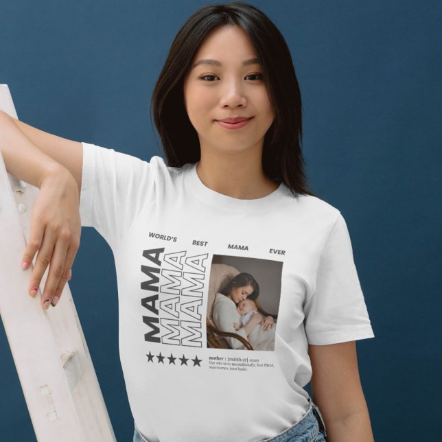World Best Mama Typography and Custom photo  T-Shirt (Creator Uploaded)