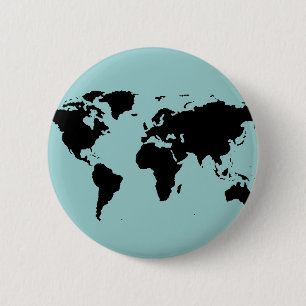 world black graphic map 6 cm round badge