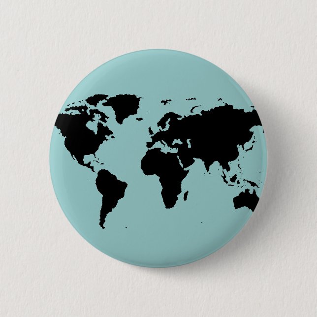 world black graphic map 6 cm round badge (Front)