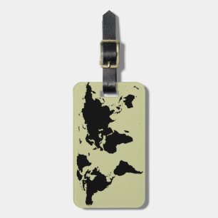 world black graphic map luggage tag