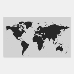 world black graphic map rectangular sticker