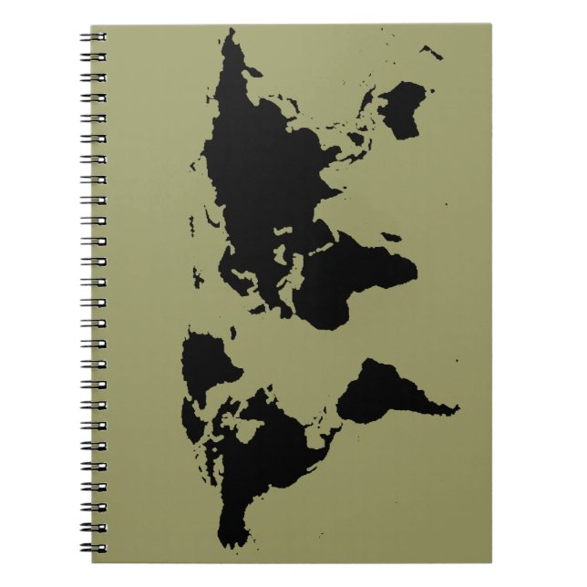 world black graphic map spiral notebook (Front)