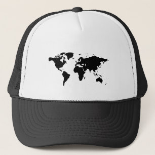 world black graphic map trucker hat