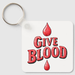 World Blood Donor Day - Give Blood text for awaren Key Ring