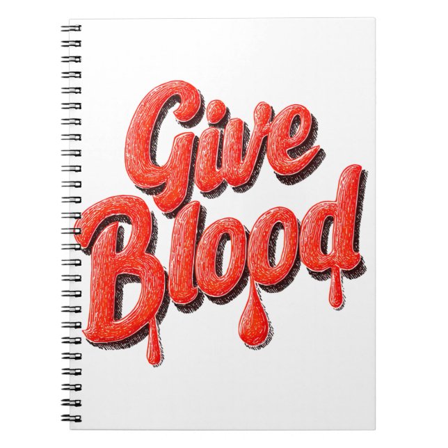 World Blood Donor Day-Give Blood text for awarenes Notebook (Front)