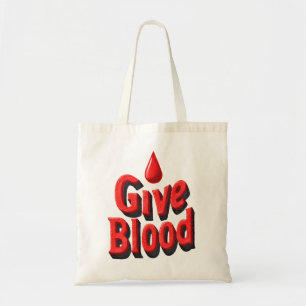 World Blood Donor Day - Give Blood Text with Drops Tote Bag