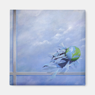 World Breaking Glass Magnet