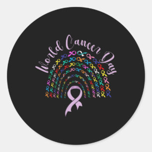 World Cancer Day Awareness Saying Kid Man Woman  Classic Round Sticker