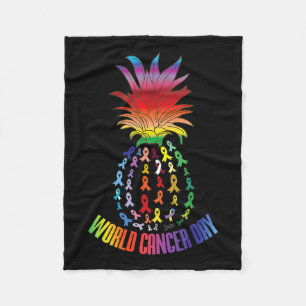 World Cancer Day Awareness Saying Pineapple Fleece Blanket