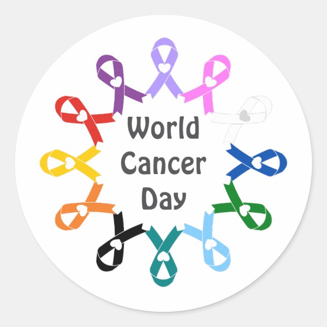 World Cancer Day Breast Lung Colon Liver Prostate Classic Round Sticker (Front)