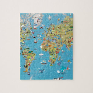 World Cartoon Map Jigsaw Puzzle
