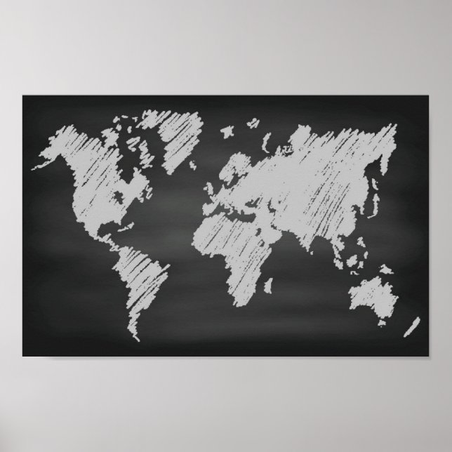 World Chalkboard Map Poster (Front)