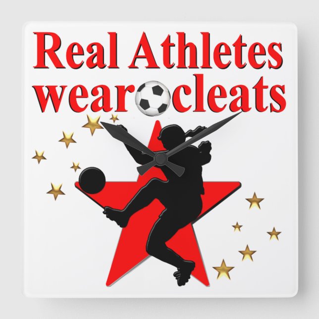 WORLD CHAMPION SOCCER PLAYER SQUARE WALL CLOCK (Front)
