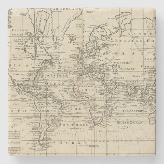 World Chart Stone Coaster (Front)