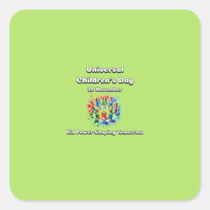 World Children's Day. Kid Power Shaping Tomorrow. Square Sticker