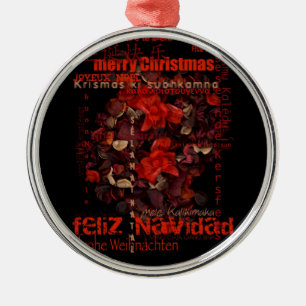 World Christmas Feliz Navidad Joyeux Noel Metal Tree Decoration