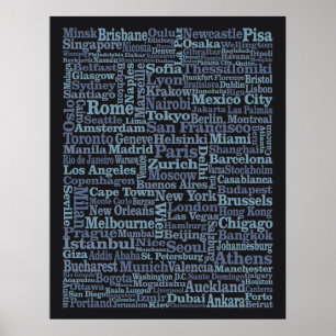 World Cities large (size customisable) poster