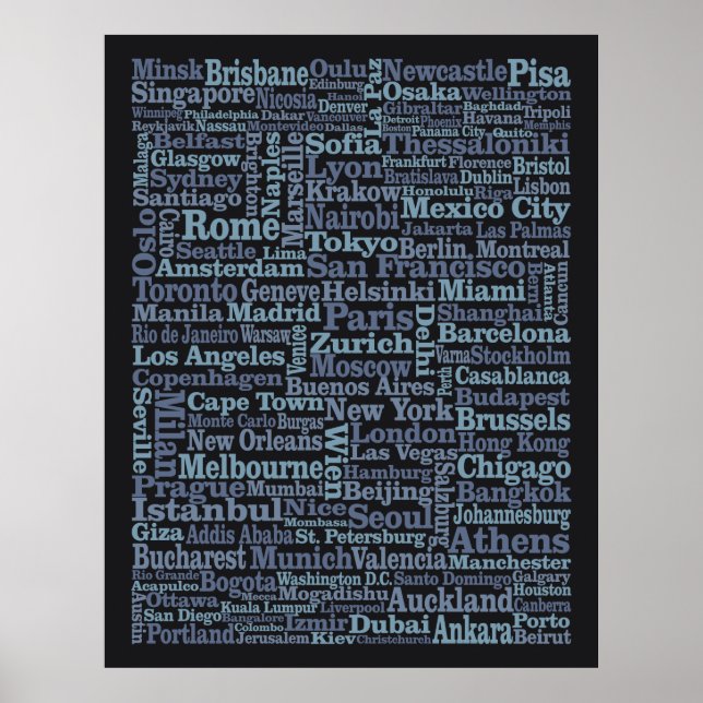 World Cities large (size customisable) poster (Front)