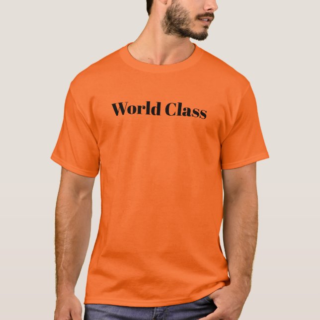 World Class Black Logo Mens Orange T-Shirt (Front)