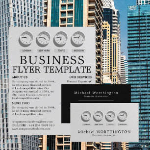 World Clocks, Business & Finance Business Card