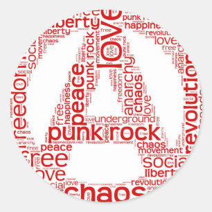 World cloud in anarchy shape classic round sticker