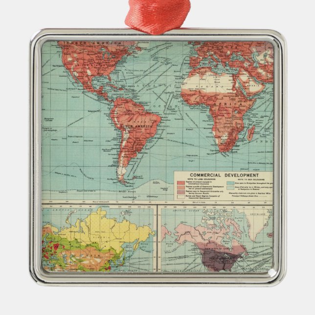 World commerce Map Metal Tree Decoration (Front)