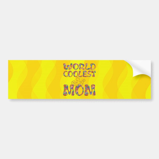 World Coolest Mum | yellow waves Bumper Sticker (Front)