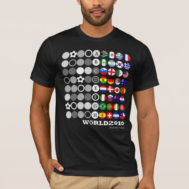 World Cup 2010 Black T-Shirt Circle Group Flag (Front)