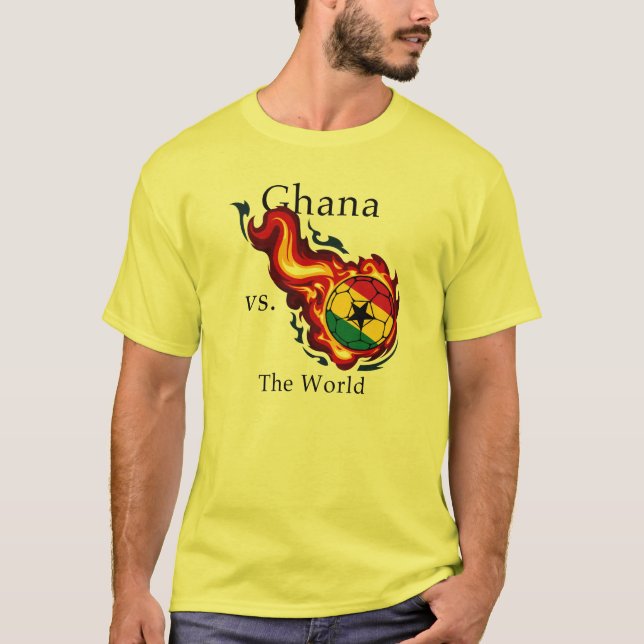 World Cup - Ghana Versus The World Flaming Ball T-Shirt (Front)