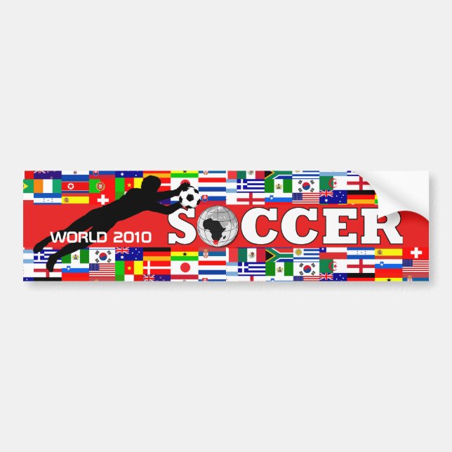World Cup Soccer Goal Bumper Sticker Red (Front)