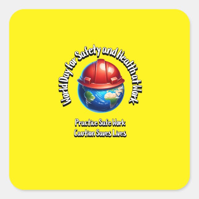 World Day for Safety and Health at Work Square Sticker (Front)
