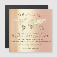 World Destination Map Globe Bridal Wedding Gold
