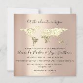 World Destination Map Graduate Bridal Wedding Rose Magnetic Invitation (Front)