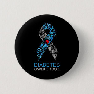 World Diabetes Day Diabetes Awareness Ribbon  6 Cm Round Badge