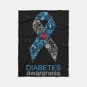 World Diabetes Day Diabetes Awareness Ribbon Fleece Blanket