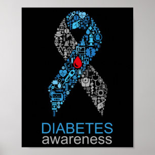 World Diabetes Day Diabetes Awareness Ribbon Poster