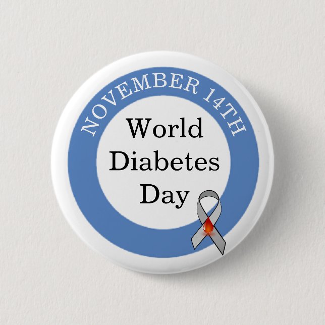 World Diabetes Day November 14th Awareness 6 Cm Round Badge (Front)