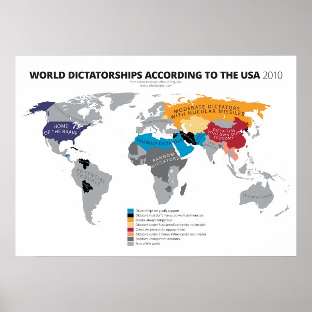 World Dictatorships According to the USA Poster (Front)
