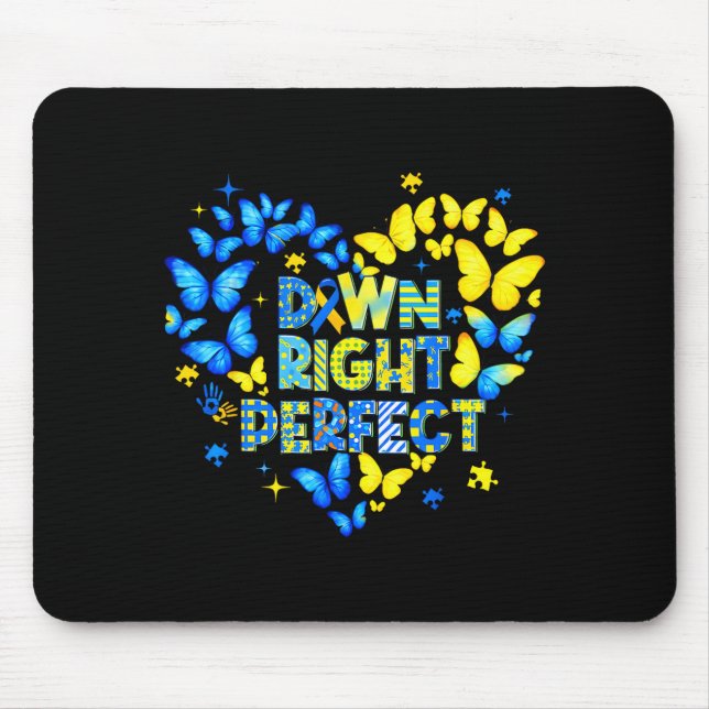 World down syndrome awareness butterfly down right mouse pad (Front)